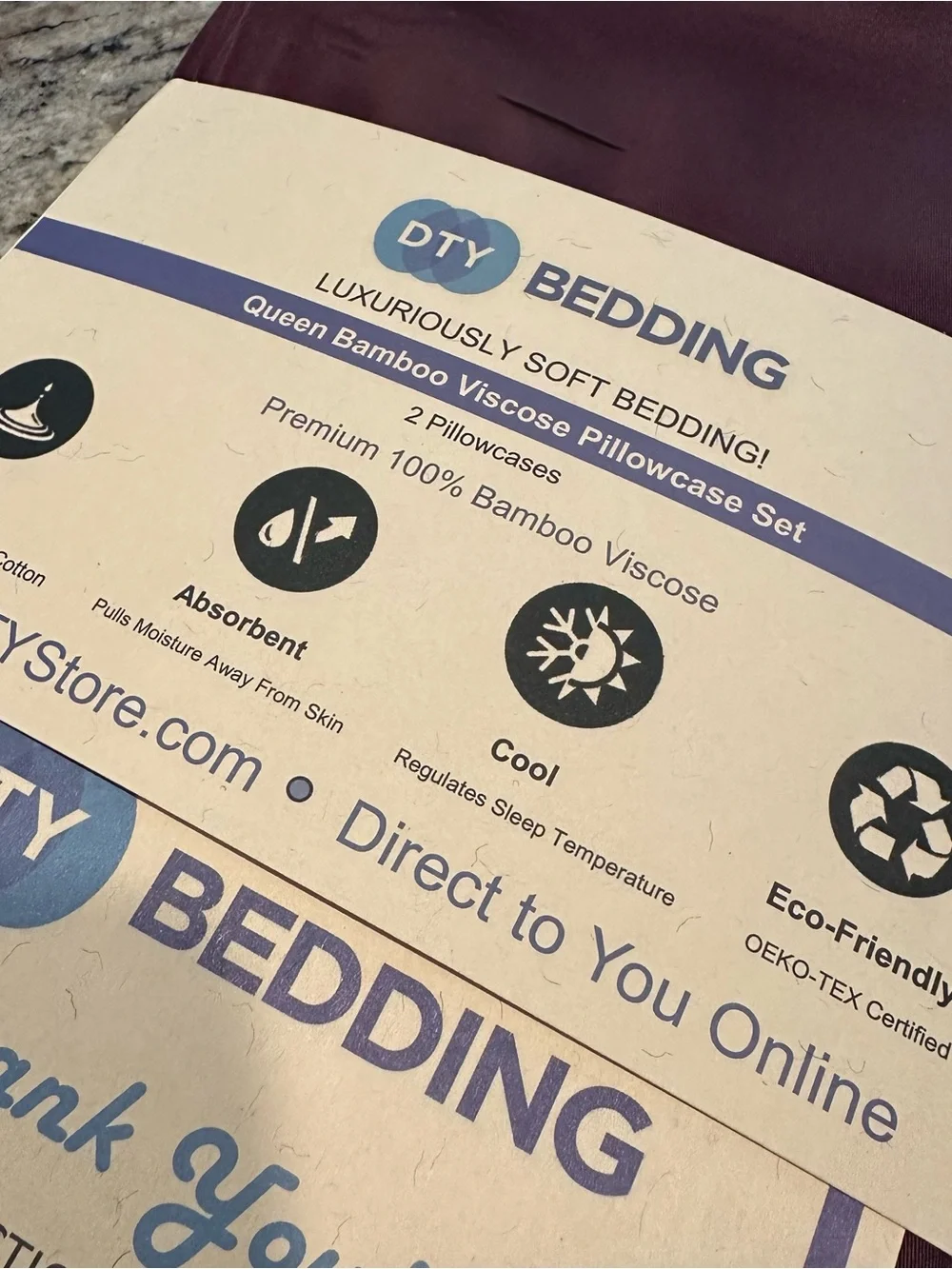 New DTY Bedding Queen Bamboo Viscose Pillowcase Set 2 Pc Merlot Cooling NWOT